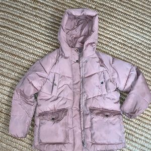 Zara pink multi pocket warm parka girls 11-12